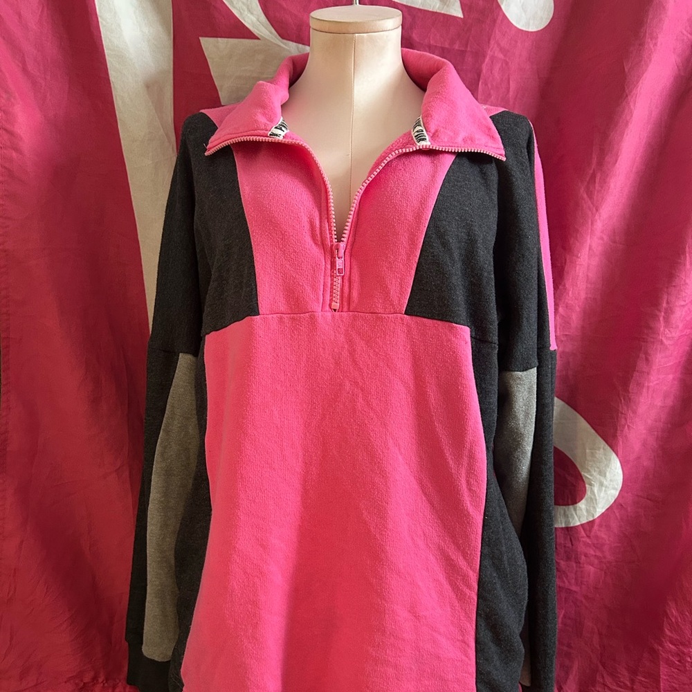PINK Victoria's Secret Colorblock Quarter-Zip Sweatshirt